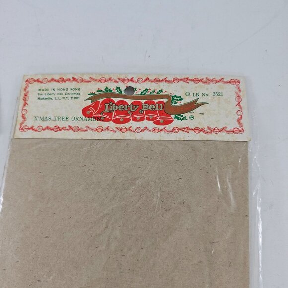 Vintage Liberty Bell Christmas Plastic Stained Glass Ornaments NOS Set of 2 - Picture 7 of 9